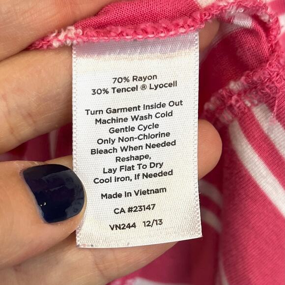 TALBOTS Striped 3/4 Sleeve Tunic Top Pullover Rayon Tencel Pink White 1X Plus - Picture 8 of 10